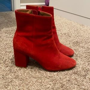 Red velvet booties